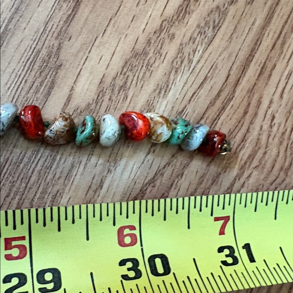 VINTAGE MULTICOLOR JASPER, AFRICAN TURQUOISE RED CORAL SMALL NUGGET 31" NECKLACE - Picture 8 of 10